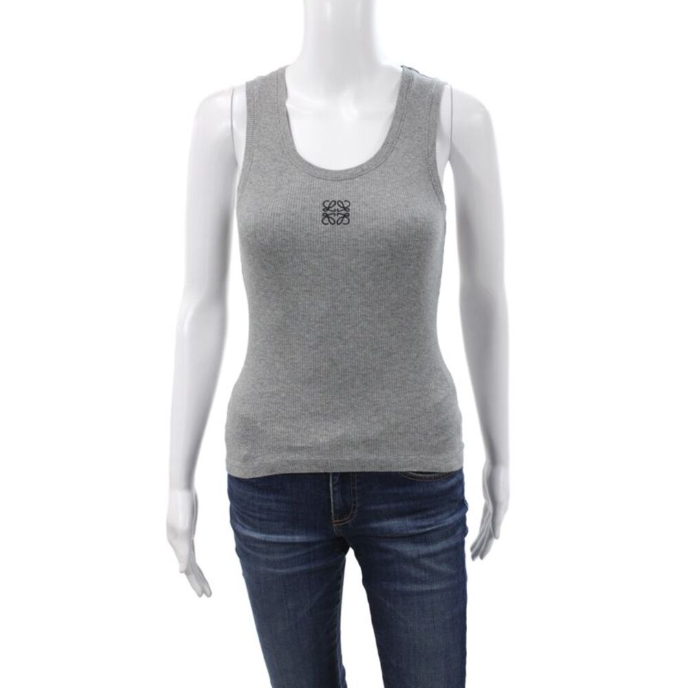 Loewe Womens Sleeveless Scoop Neck Tank Top Gray Size S